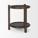 Mercana Romi Dark Brown Wood With Bottom Shelf Round Accent Table