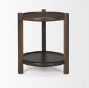 Mercana Romi Dark Brown Wood With Bottom Shelf Round Accent Table