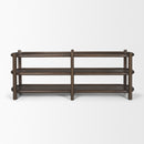 Mercana Romi Dark Brown Wood With 3 Shelves Oval Console Table