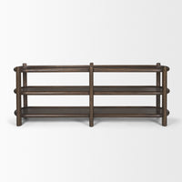 Mercana Romi Dark Brown Wood With 3 Shelves Oval Console Table