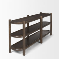 Mercana Romi Dark Brown Wood With 3 Shelves Oval Console Table