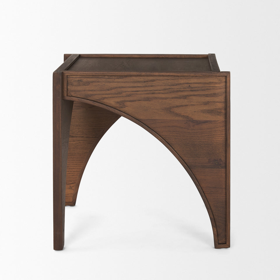 Mercana Laraya Medium Brown Wood With Arches End Table
