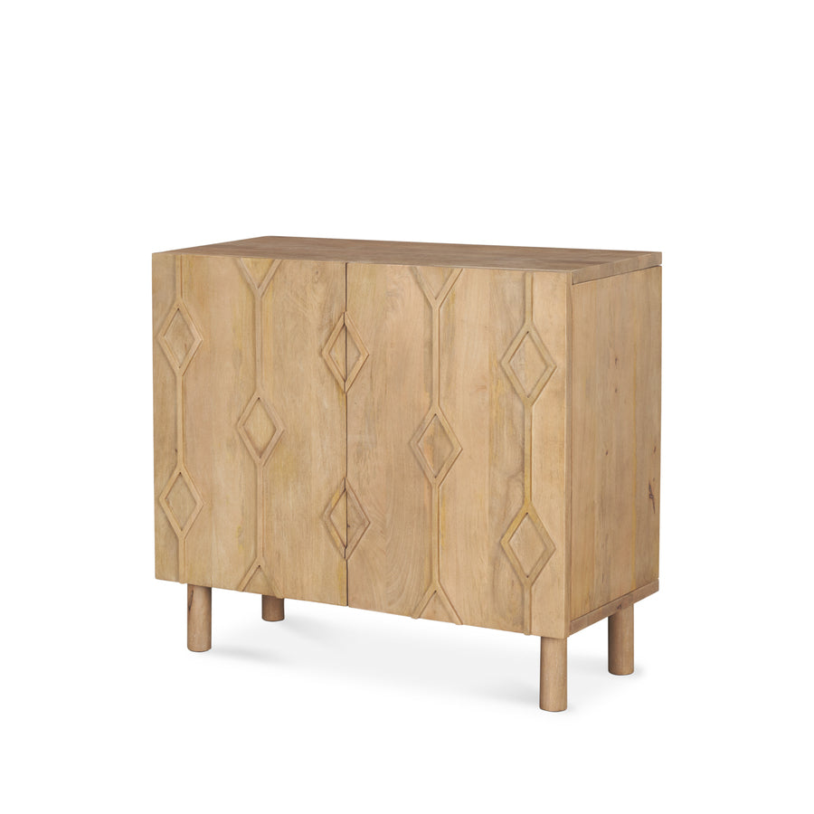 Mercana Heera Dark / Light Brown Diamond Motif With Shelf Accent Cabinet