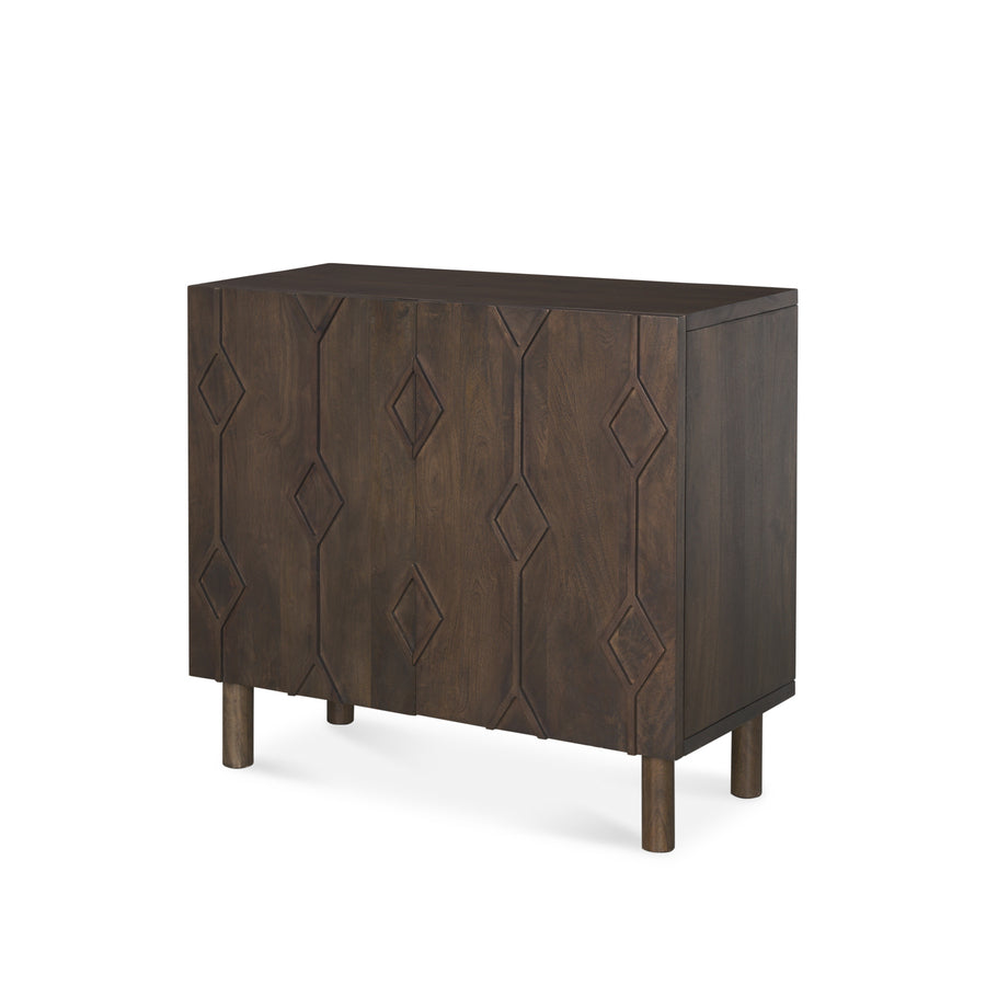 Mercana Heera Dark / Light Brown Diamond Motif With Shelf Accent Cabinet