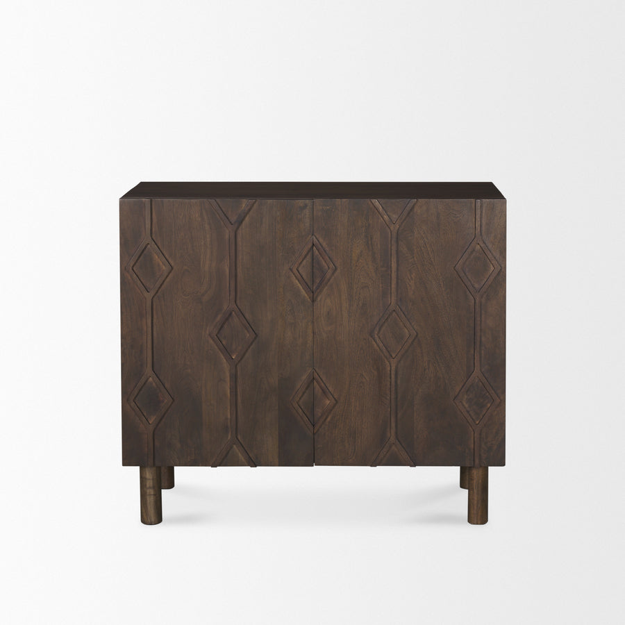 Mercana Heera Dark / Light Brown Diamond Motif With Shelf Accent Cabinet
