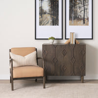 Mercana Heera Dark / Light Brown Diamond Motif With Shelf Accent Cabinet