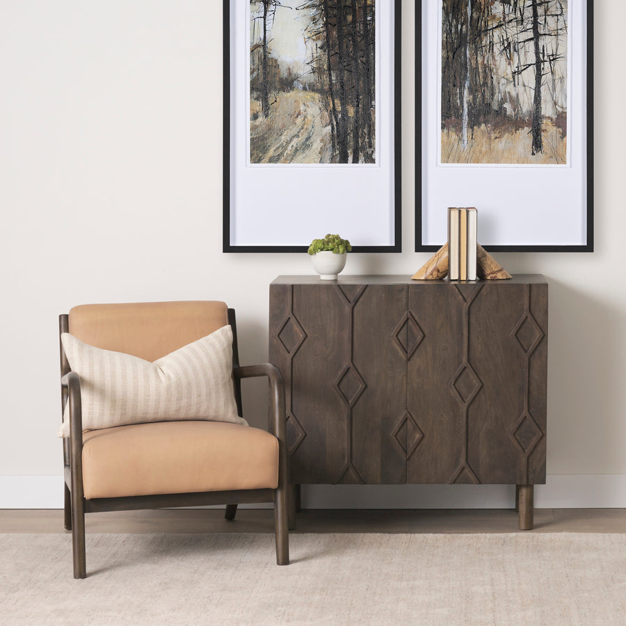 Mercana Heera Dark / Light Brown Diamond Motif With Shelf Accent Cabinet