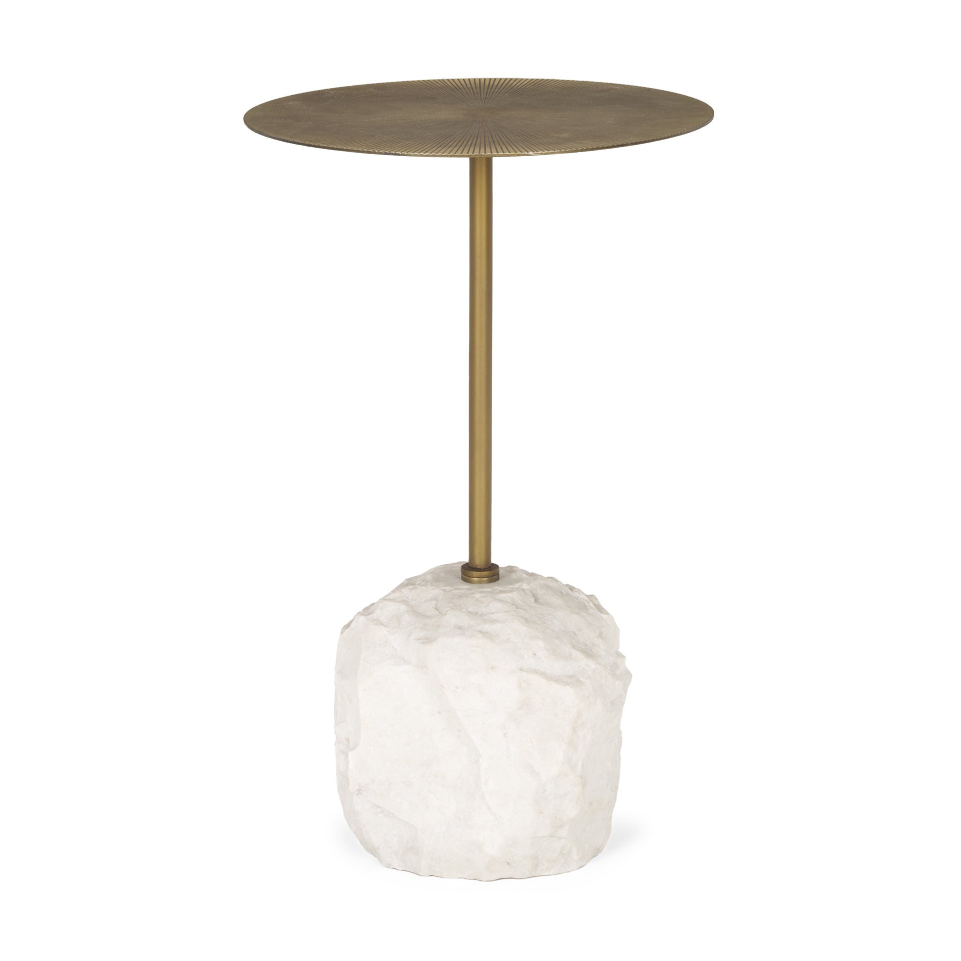 Mercana Rini Gold Metal and White Marble Accent Table