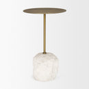Mercana Rini Gold Metal and White Marble Accent Table