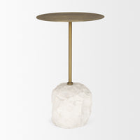 Mercana Rini Gold Metal and White Marble Accent Table