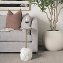 Mercana Rini Gold Metal and White Marble Accent Table