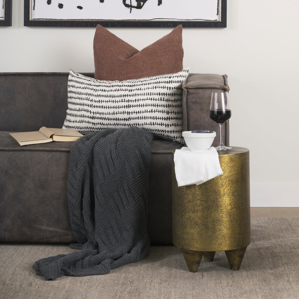 Mercana Rosh Textured Gold Metal With Acid Wash Accent Table