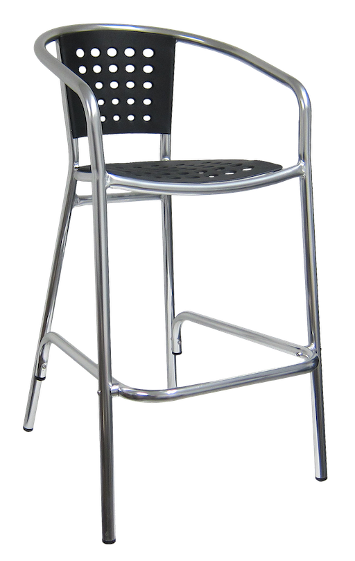 H&D Seating Aluminum Barstool with Poly Back & Seat