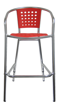 H&D Seating Aluminum Barstool with Poly Back & Seat