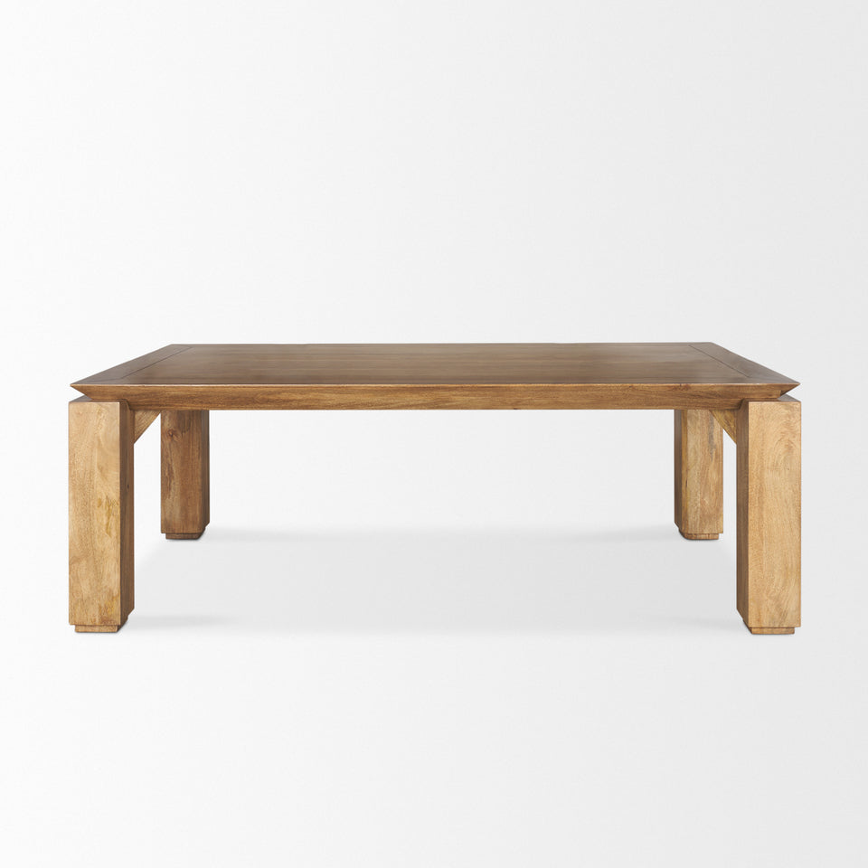 Mercana Sapphira Brown Wood Tapered Top Rectangular Dining Table