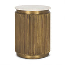 Mercana Satima White Marble With Gold Metal Round Fluted Accent Table
