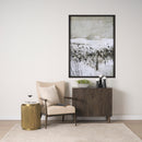 Mercana Satima White Marble With Gold Metal Round Fluted Accent Table