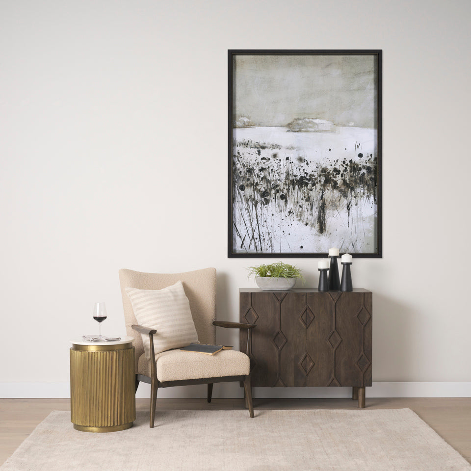 Mercana Satima White Marble With Gold Metal Round Fluted Accent Table