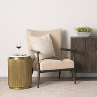 Mercana Satima White Marble With Gold Metal Round Fluted Accent Table
