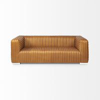 Mercana Ricciardo Cognac Leather Three Seater Sofa 82.5L x 38.5W x 26.5H