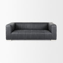 Mercana Ricciardo Black Leather Wrapped Three Seater Sofa 82.5L x 38.5W x 26.5H