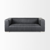 Mercana Ricciardo Black Leather Wrapped Three Seater Sofa 82.5L x 38.5W x 26.5H