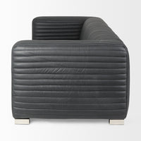 Mercana Ricciardo Black Leather Wrapped Three Seater Sofa 82.5L x 38.5W x 26.5H