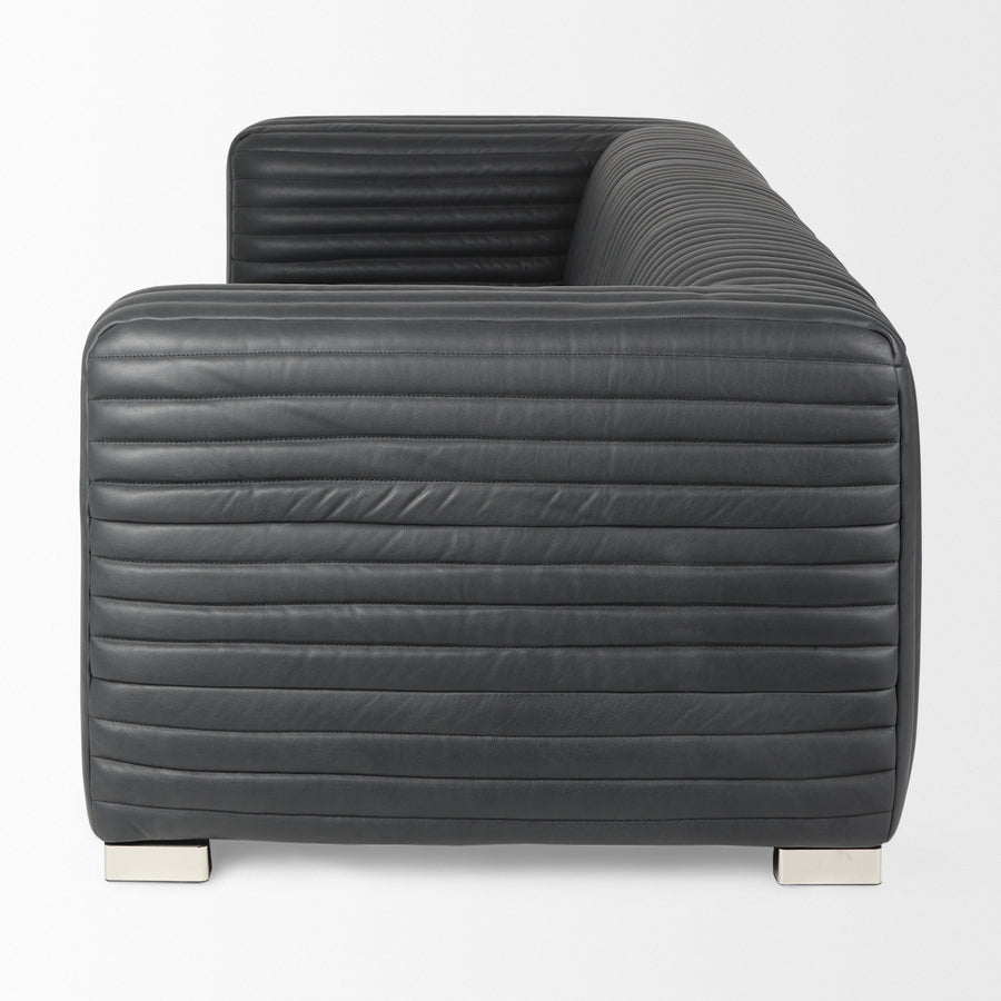 Mercana Ricciardo Black Leather Wrapped Three Seater Sofa 82.5L x 38.5W x 26.5H