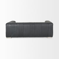 Mercana Ricciardo Black Leather Wrapped Three Seater Sofa 82.5L x 38.5W x 26.5H