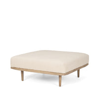 Mercana Shae Brown Wood With Oatmeal Fabric Ottoman