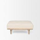 Mercana Shae Brown Wood With Oatmeal Fabric Ottoman