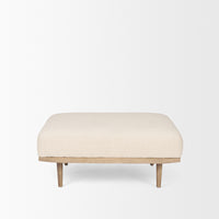 Mercana Shae Brown Wood With Oatmeal Fabric Ottoman