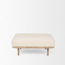 Mercana Shae Brown Wood With Oatmeal Fabric Ottoman