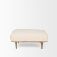 Mercana Shae Brown Wood With Oatmeal Fabric Ottoman