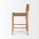 Mercana Shane Brown Wood With Woven Brown Leather Counter Stool