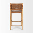Mercana Shane Brown Wood With Woven Brown Leather Counter Stool