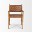 Mercana Shane Brown Wood With Woven Brown Leather Dining Armchair