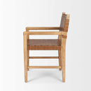 Mercana Shane Brown Wood With Woven Brown Leather Dining Armchair