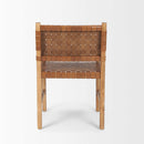 Mercana Shane Brown Wood With Woven Brown Leather Dining Armchair