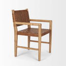 Mercana Shane Brown Wood With Woven Brown Leather Dining Armchair