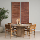 Mercana Shane Brown Wood With Woven Brown Leather Dining Armchair