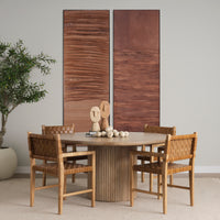 Mercana Shane Brown Wood With Woven Brown Leather Dining Armchair