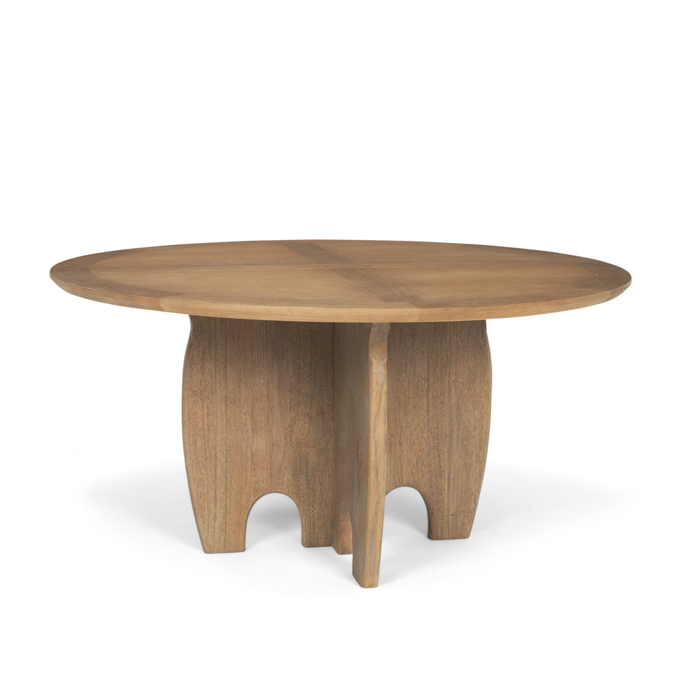 Mercana Sonomi Brown Solid Rubber Wood With Round Oak Tabletop Dining Table