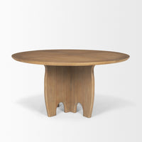 Mercana Sonomi Brown Solid Rubber Wood With Round Oak Tabletop Dining Table