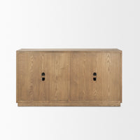 Mercana Sina Brown Oak Wood With Natural Rattan 4 Door Sideboard