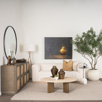 Mercana Sina Brown Oak Wood With Natural Rattan 4 Door Sideboard