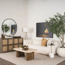 Mercana Sina Brown Oak Wood With Natural Rattan 4 Door Sideboard