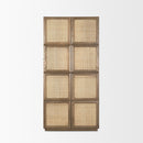 Mercana Sina Brown Oak Wood With Natural Rattan 2 Door Curio Cabinet