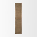 Mercana Sina Brown Oak Wood With Natural Rattan 2 Door Curio Cabinet