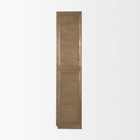 Mercana Sina Brown Oak Wood With Natural Rattan 2 Door Curio Cabinet